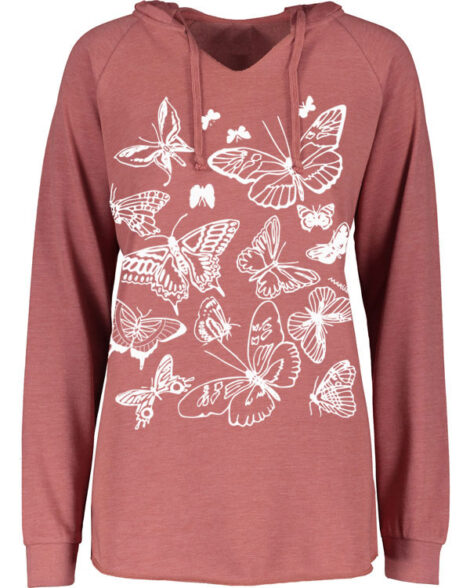 Notch Neck Hoody Butterflies