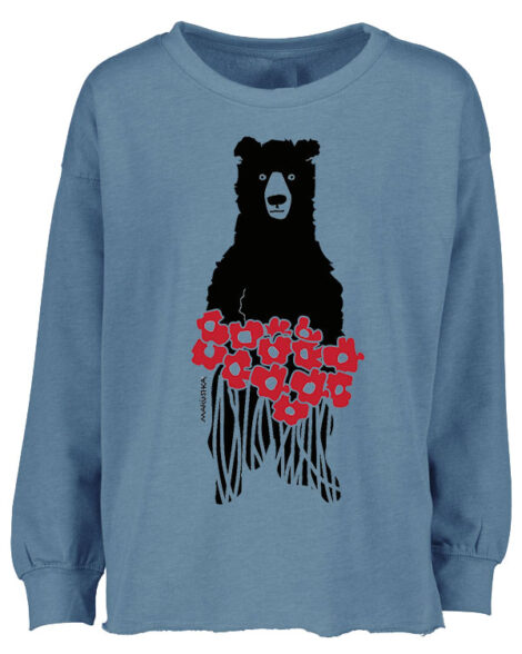 Drop Shoulder Crew Bear Flowers