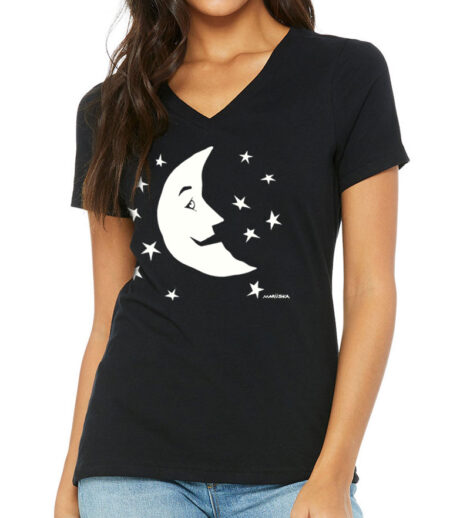 Relaxed V Neck Moon Face