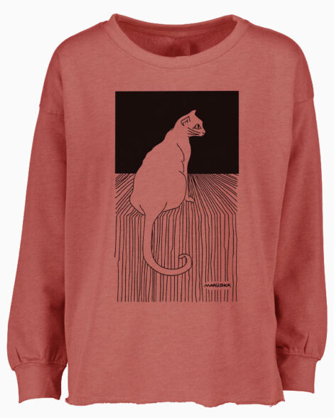 Drop Shoulder Crew Cat Stripe