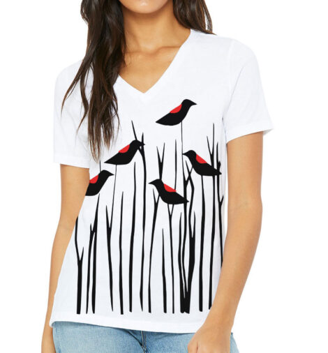 Relaxed V Neck Redwing Blackbirds