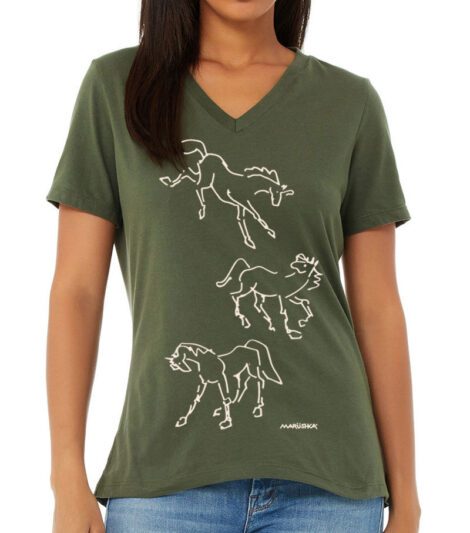 Relaxed V Neck Wild Horses