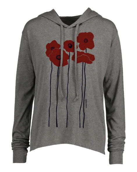 Long Sleeve Hooded T Poppies