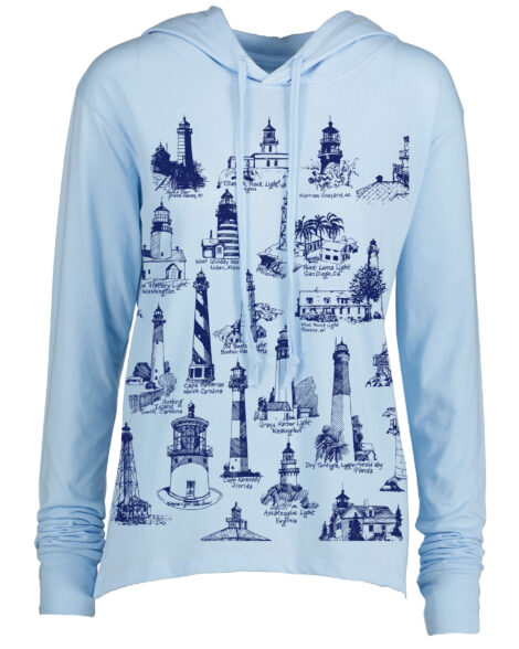 Long Sleeve Hooded T Lighthouses USA