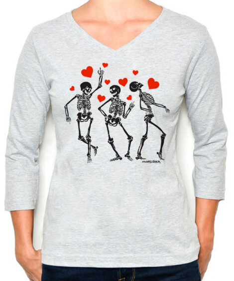 3/4 Sleeve Tee Skeletons Love