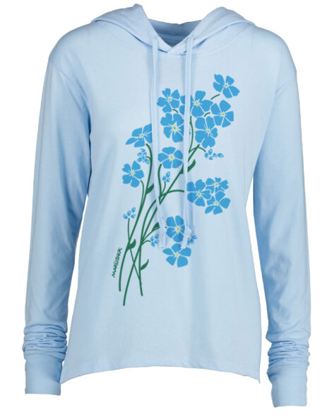Long Sleeve Hooded T Forget-Me-Nots