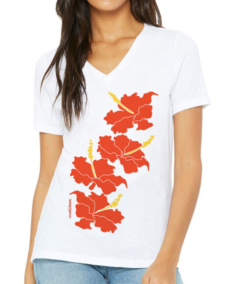 Relaxed V Neck Hibiscus