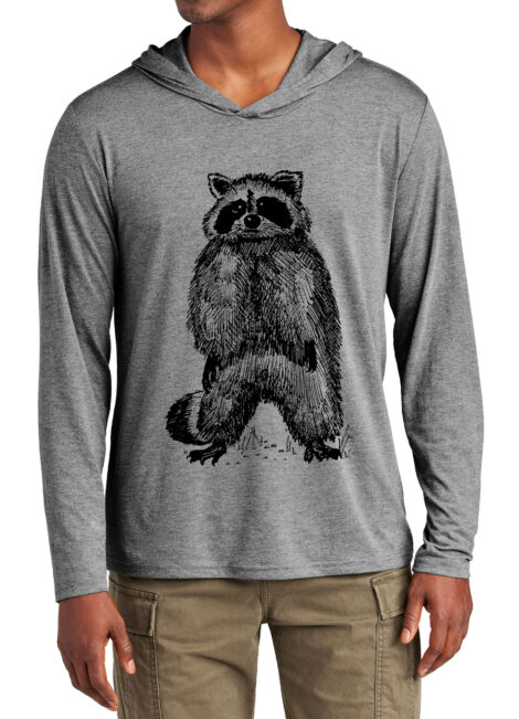 Tri Blend Long Sleeve Hooded T Raccoon