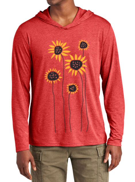 Tri Blend Long Sleeve Hooded T Sunflower Field