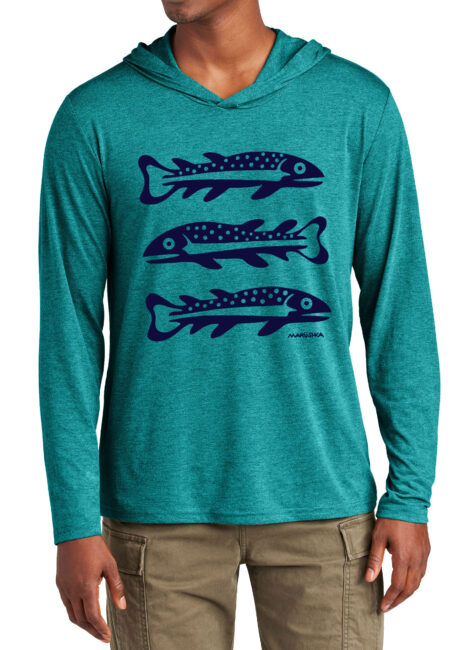 Tri Blend Long Sleeve Hooded T 3 Fish