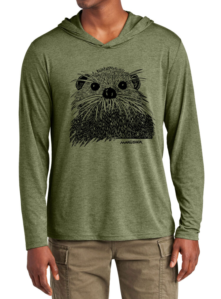 Tri Blend Long Sleeve Hooded T Sea Otter