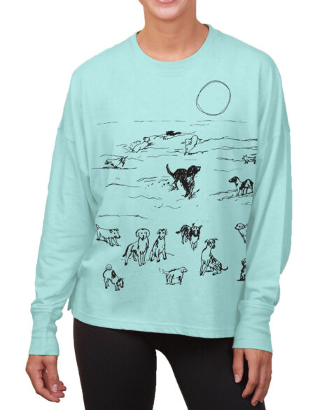 Boxy Long Sleeve Tee Beach Dogs