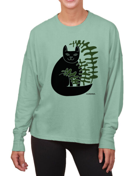 Boxy Long Sleeve Tee Cat Fern