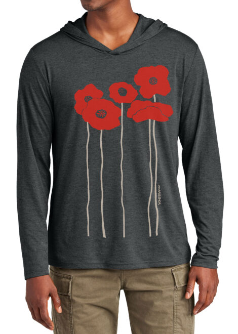 Tri Blend Long Sleeve Hooded T Poppies