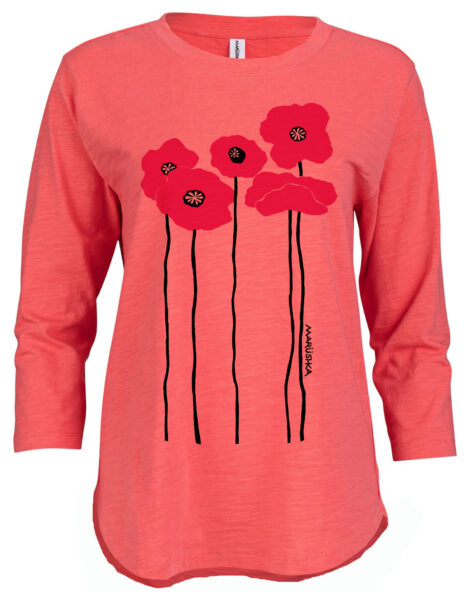 3/4 Slub Hi-Lo Poppies