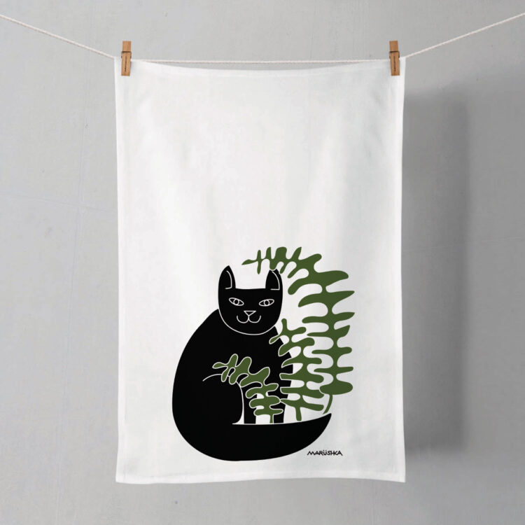 Tea Towel Cat Fern