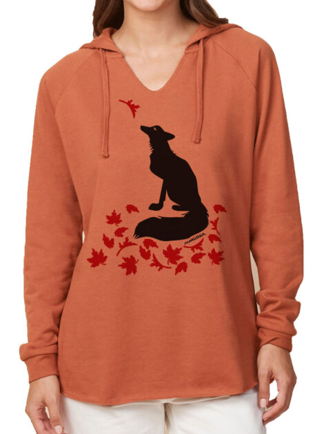 Notch Neck Hoody Fox Leaves