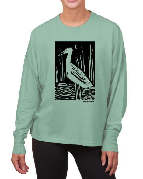 Boxy Long Sleeve Tee Marsh Birds