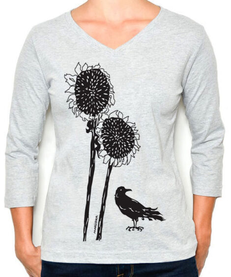 3/4 Sleeve Tee Sunflower Crow