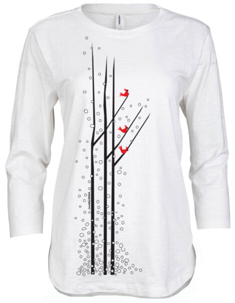 3/4 Slub Hi-Lo Winter Birds