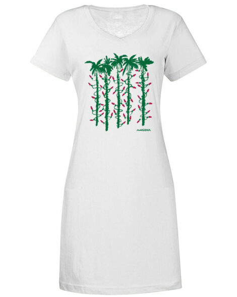 Ladies V Neck Dress Palm Lights