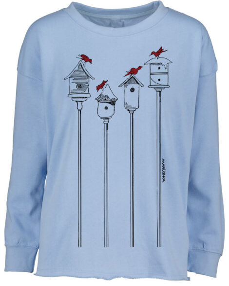 Drop Shoulder Crew Winter Birdhouses