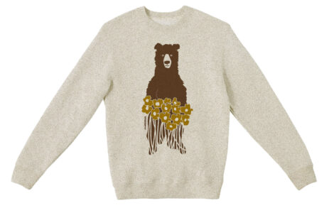Textured Sweater Bear Flowers